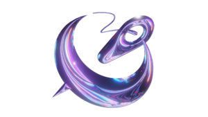logo for lightningp lanet is round, purple and metallic